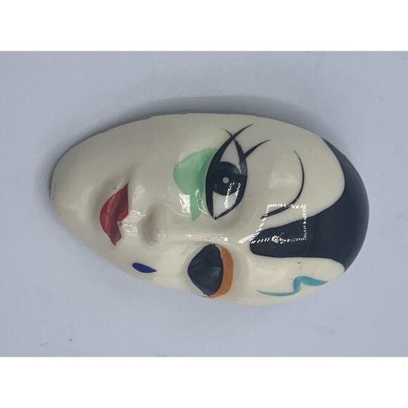 Vintage NANCO Face Mask Pin 1970s Kabuki mask Chelsea Mass - Picture 8 of 12
